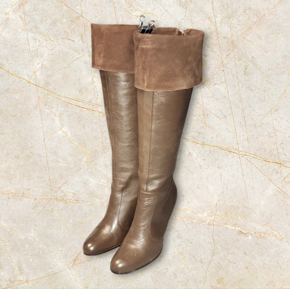 Women Vintage Leather Brown Tall Over The Knee Boots by Ralph Lauren Size 7M. - Picture 3 of 8